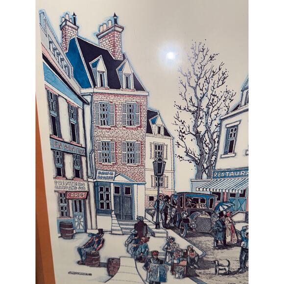 J. Dumas Framed Lithograph Print – Euro Str Scene – French Village Illustration - Picture 3 of 10